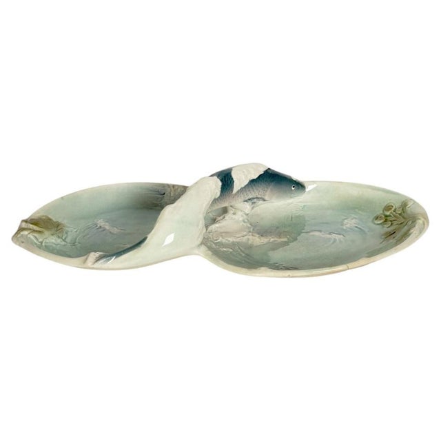 Art Nouveau Majolica Trinket Dish with Fish Decoration, France, 1920s For Sale - Image 13 of 13