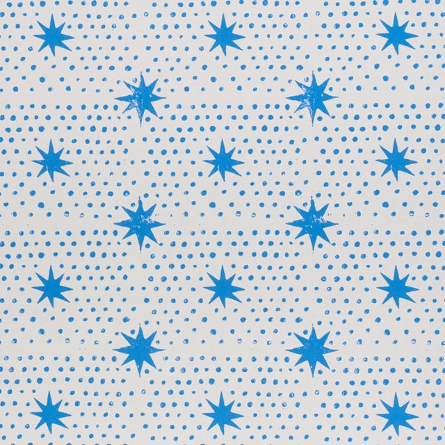 Schumacher x Molly Mahon Spot & Star Wallpaper in Blue For Sale
