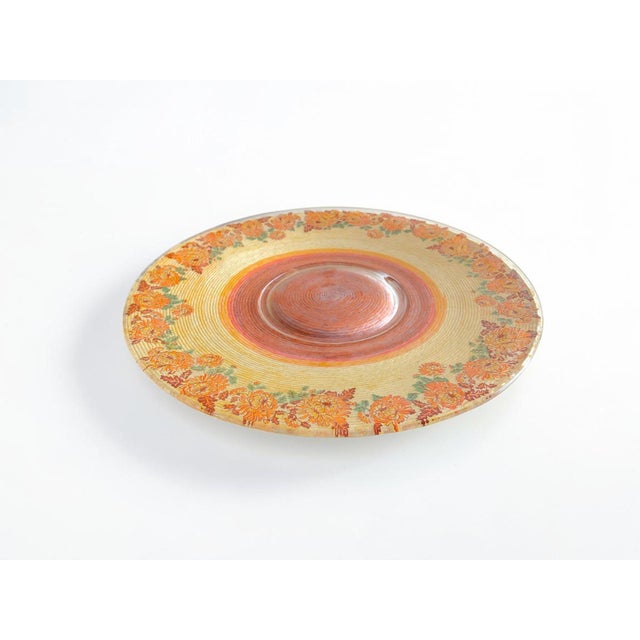 A distinctive mid-century vintage hand-wrapped glass platter by Tur-Man Craft Registered California. This large 14-inch...