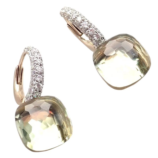 Pomellato Nudo Rose + White Gold Diamond Prasiolite Earrings - 2 Pieces For Sale - Image 4 of 9