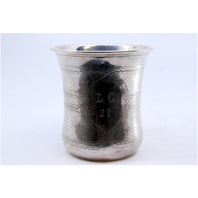 Silver Chalice with Engravings and Monogram Card, in Very Good conditions. Designed before 1890 This piece has an...