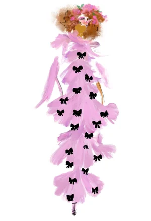 "Bows in a Row" Original Fashion Figurative Print by Annie Naranian