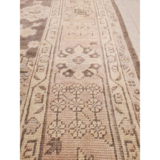 Antique Oushak Carpet, Oriental Rug, Handmade Grey, Muted Shrimp, Soft Creams For Sale - Image 4 of 17