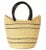 Natural Striped Shopper With Black Leather Handles For Sale - Image 4 of 5