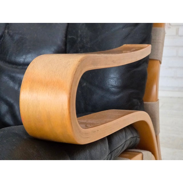 Norwegian Model Kengu Armchair in Leather and Bentwood from Rybo Rykken & Co, 1970s For Sale - Image 6 of 18
