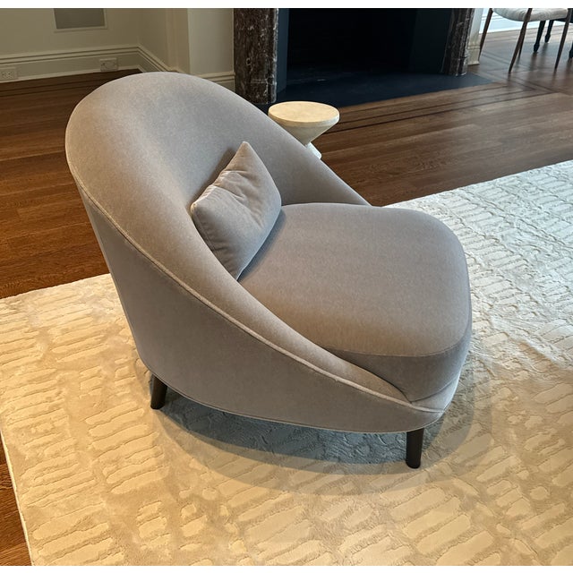 2020s Attributed to Patrick Naggar Club Curved Chair in Dedar Vladimiro/ Gris Cendre Fabric From Ralph Pucci - Set of 2 For Sale - Image 5 of 10