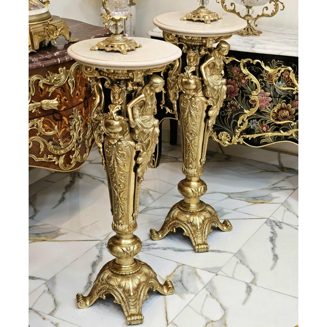 Make a grand statement with this extraordinary French-inspired decorative pedestal, featuring an elaborate hand-carved...