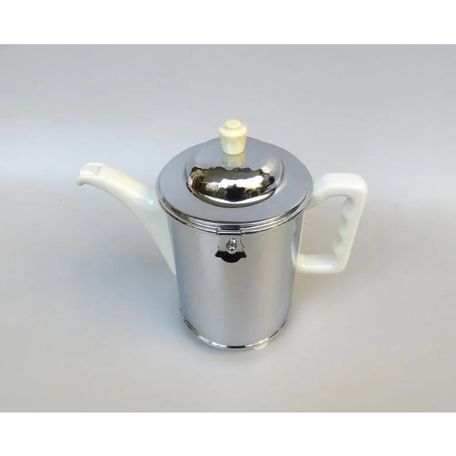 Coffee Making Set in Chrome-Plated Metal & Porcelain, 1950s, Set of 4 For Sale - Image 6 of 18