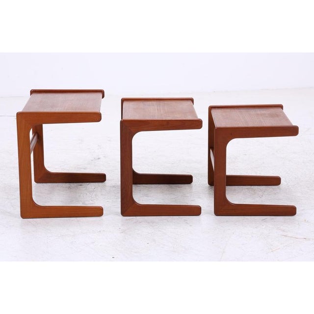 Mid-Century Danish Teak Nesting Tables, Set of 3 For Sale - Image 9 of 12
