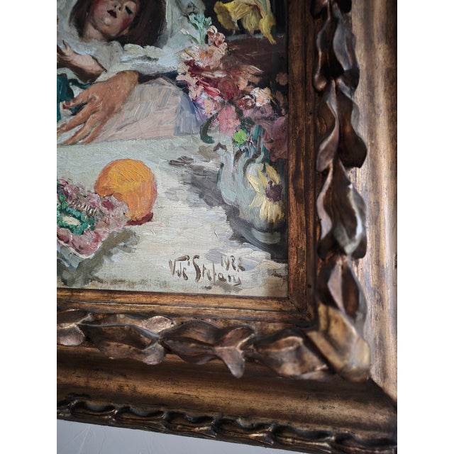 Vincenzo De Stefani Painting of a Young Girl With a Doll For Sale In San Antonio - Image 6 of 7