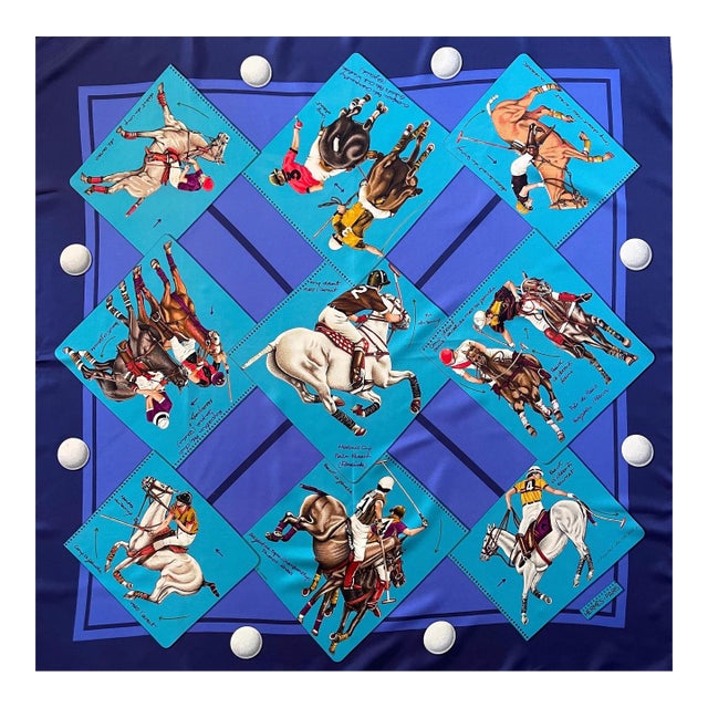 Hermès Scarf « Monde Du Polo - Cup Palm Beach » 1987 For Sale