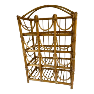 Vintage Bamboo Bentwood Table Top Wine Rack