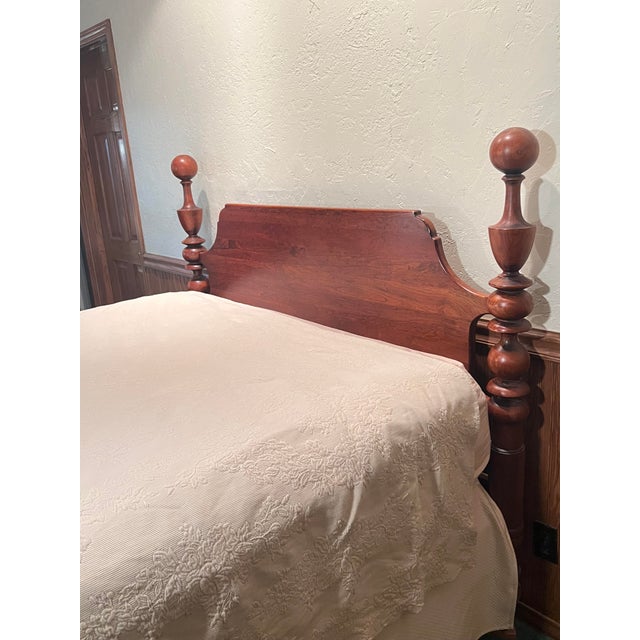 1990s Lexington Bob Timberlake Cherry Wood Queen Cannonball Bed Frame