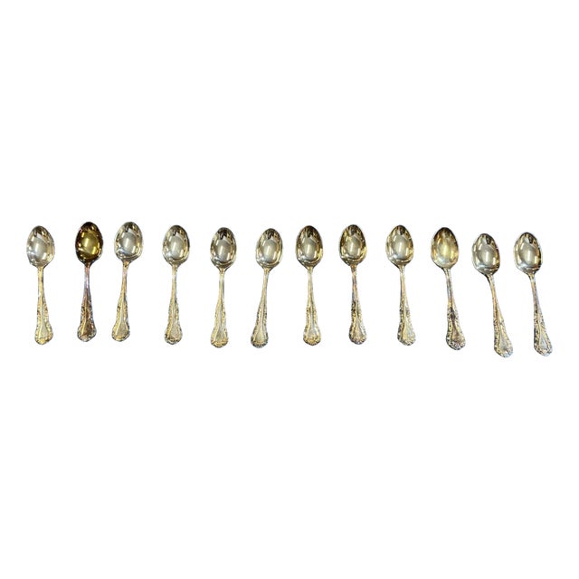 Vintage Silver-Plated Teaspoons with Russell Pattern by Mappin & Webb, Set of 12 For Sale