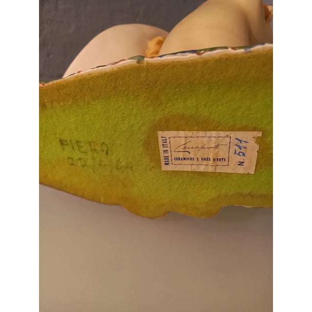 Blue Decorative Sculpture of Maiden in Glazed Ceramic by Guido Cacciapuotti, 1950s For Sale - Image 8 of 11