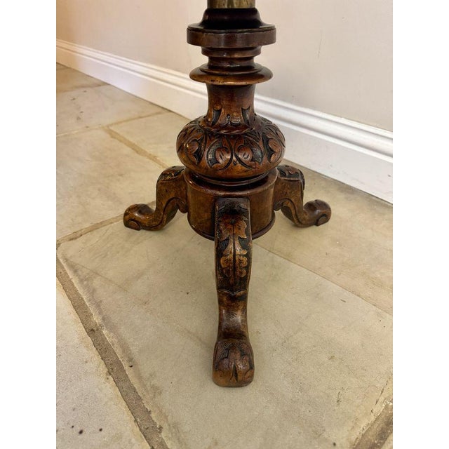 Antique Victorian Carved Walnut Stool, 1880 For Sale - Image 4 of 6