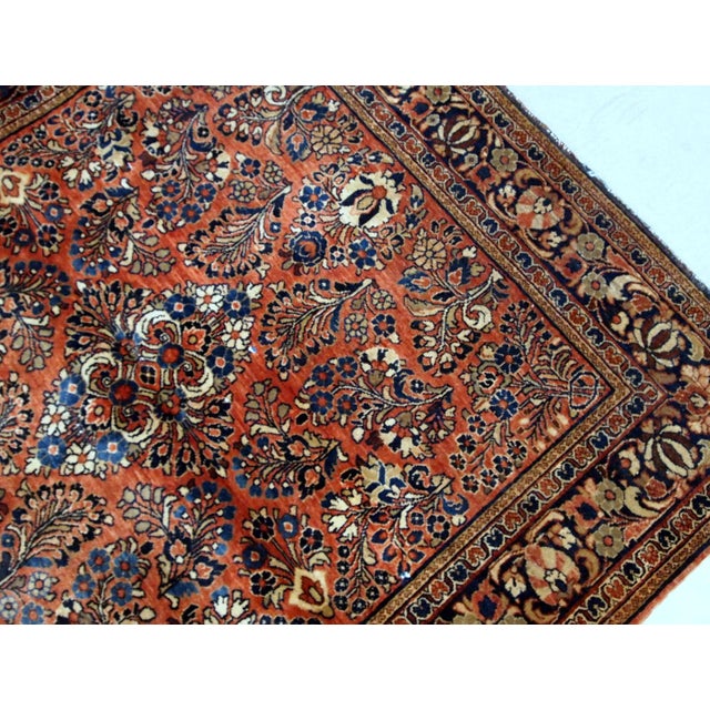 Persian 1920s, Handmade Antique Persian Sarouk Square Rug 4.1'x 4.1' For Sale - Image 3 of 7