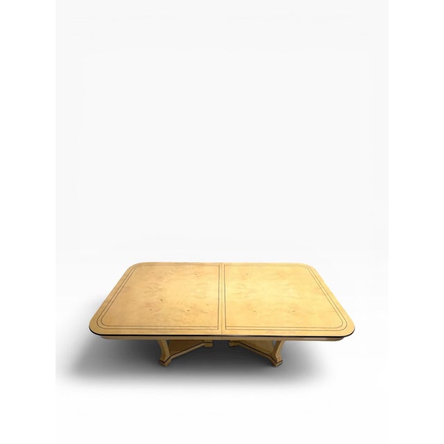 Light Yellow Century Furniture Burl Wood Double Pedestal Dining Table With Two 18” Leaves For Sale - Image 8 of 12