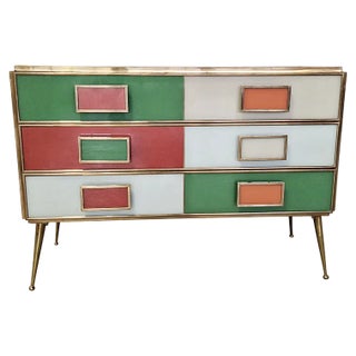 Dresser with Six Multicolored Glass Drawers, 1980s For Sale