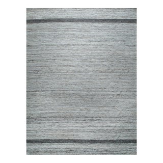 10x14 Lila Violet Light Gray Solid Open Field Flatweave Wool Carpet Rug For Sale