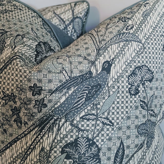 Aqua Jasper Java Stripe Pillows in Indigo With Aqua Cord For Sale - Image 8 of 8