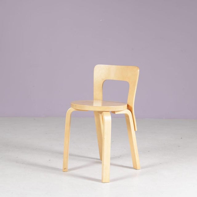 Pine Wood Model 65 Chair from Alvar Aalto, 1950s For Sale - Image 6 of 7