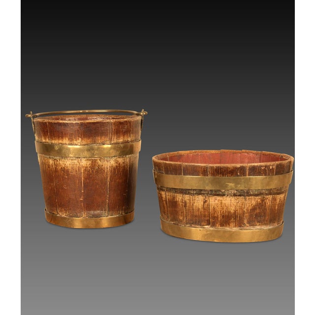 Antique Folk Art Decorated Buckets, 1830, Set of 2 For Sale - Image 4 of 9