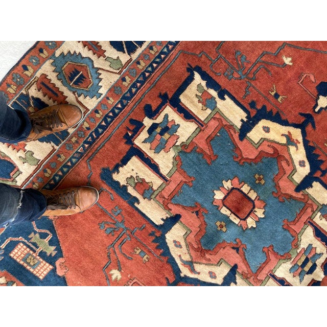 1950s Vintage Turkish SERAPI Design Rusty Terracotta Rug 7.3 x 10 For Sale - Image 5 of 10