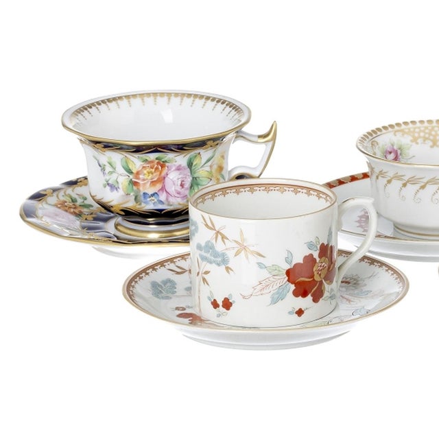 Porcelain Teacups with Saucers from Vista Alegre, Set of 10 For Sale - Image 3 of 8