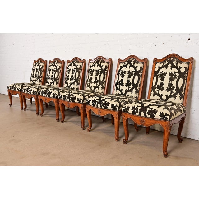 Baker Furniture French Provincial Louis XV Carved Walnut Dining Chairs, Set of Six For Sale - Image 15 of 15