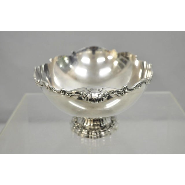 Vintage Victorian Silver Plated Oval Pedestal Centerpiece Fruit Bowl by Lunt For Sale - Image 10 of 11