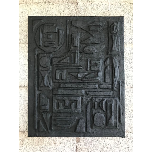 2020s Black Plaster Sculptural Painting For Sale - Image 5 of 6