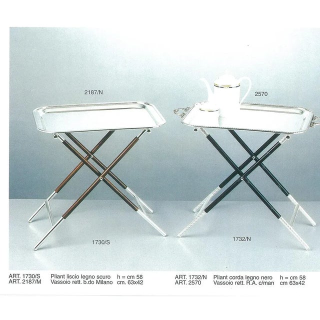New 1990s New Silverplate Plain & Wood Collapsible Stand Only by Valsodo-Italy For Sale In New York - Image 6 of 6