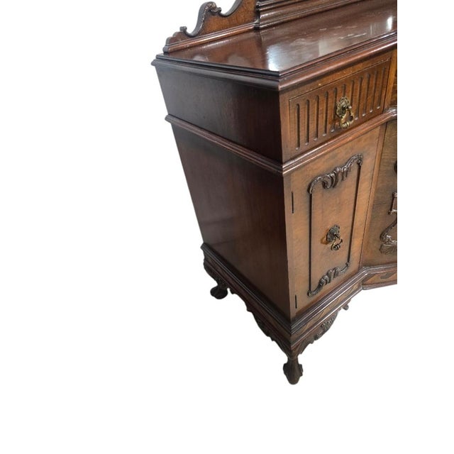 Wood Vintage French Provincial Serpentine Vanity Dresser With Mirror For Sale - Image 7 of 7