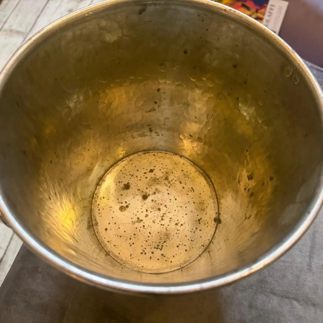 1970s Mid-Century Modern Silver Plated Hammered Italian Wine Cooler For Sale - Image 6 of 11