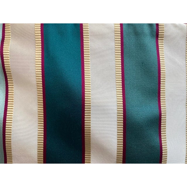Contemporary Teal & Burgundy Striped & Ikat Pillow Cover For Sale - Image 3 of 5