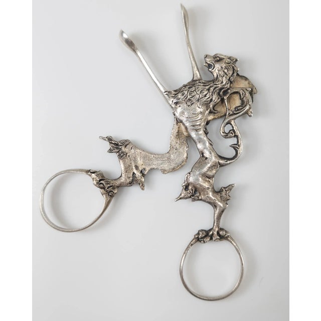 19th Century 19th Century South German 800 Silver Sugar Tongs With Lion Rampant For Sale - Image 5 of 8