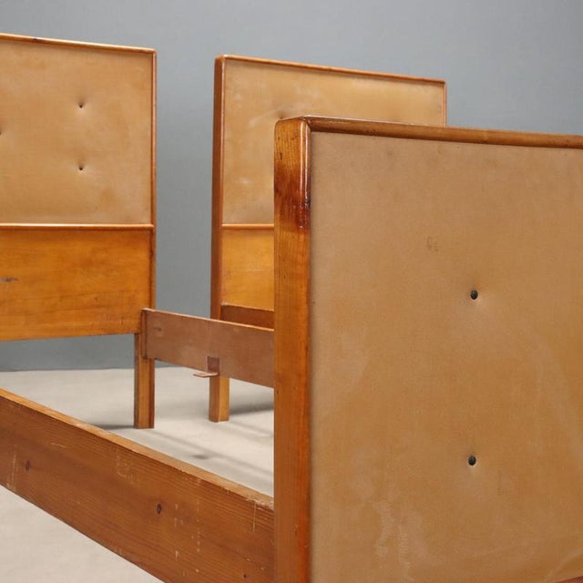 Vintage Beds in Wood and Skai, 1960s, Set of 2 For Sale - Image 4 of 11