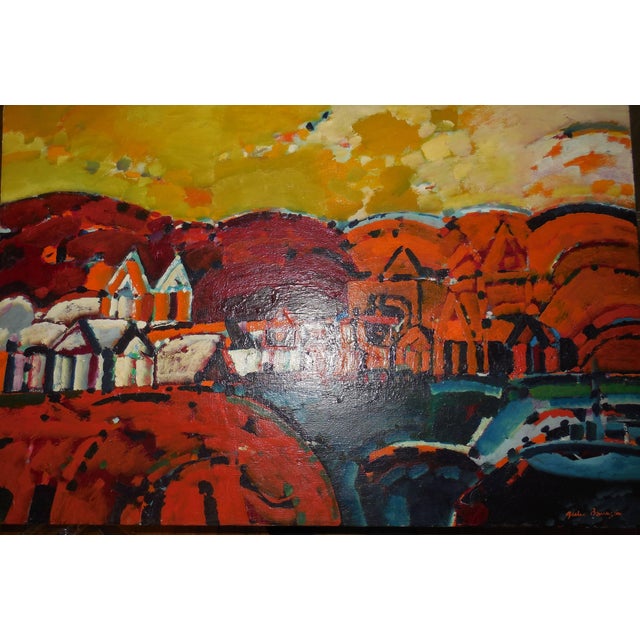 Textile Julio Barragan, Paisaje de la Rioja Argentinian Modernist Concretist Cubist Oil Painting, 1972 For Sale - Image 7 of 7
