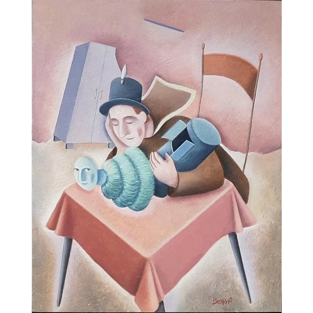 La Fuga di Un Sogno - Original Oil on Wooden Panel by C. Benghi - 2000s 2000s For Sale - Image 3 of 3