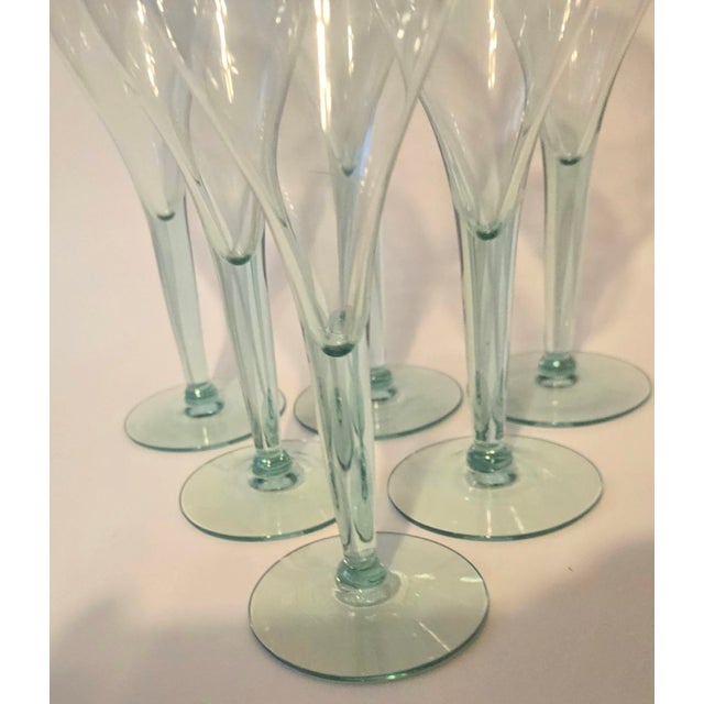 Late 20th Century Vintage Sea Glass Green Goblets - Set of Six For Sale - Image 5 of 11