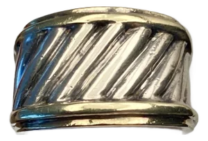 Vintage David Yurman Sculpted Cable Ring – Sterling Silver & 14kt Yellow Gold, Size 8