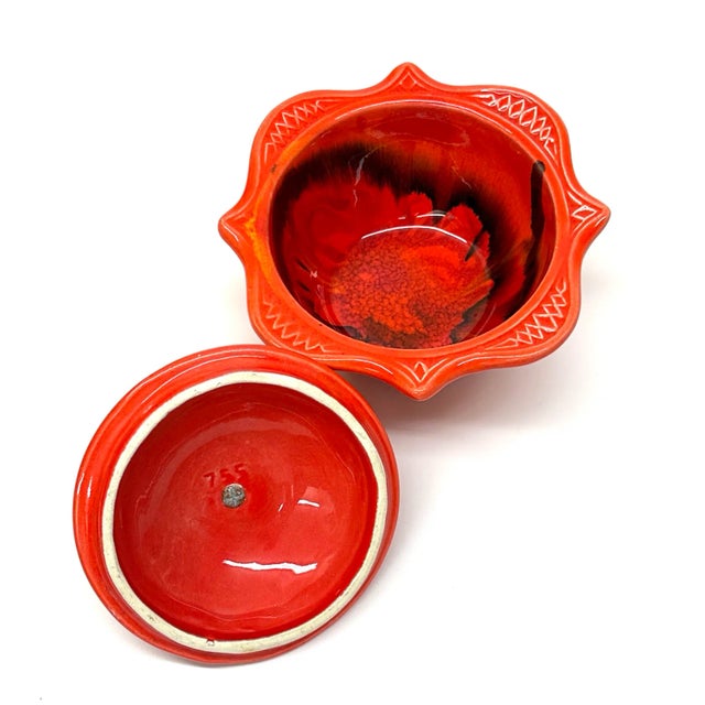 Vintage Red Ceramic Lidded Container Curation - Group of 3 For Sale - Image 13 of 17