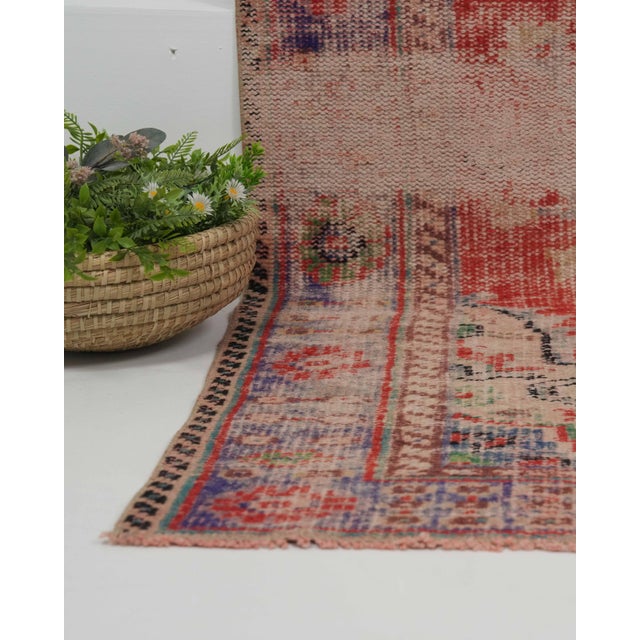 1970s 1970s Vintage Handmade Wool Cotton Red Area Rug For Sale - Image 5 of 12
