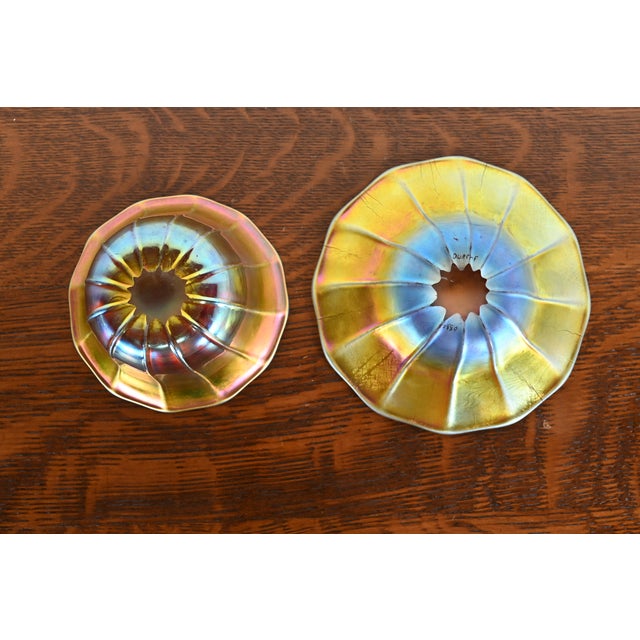 Gold Steuben Aurene Iridescent Art Glass Finger Bowl With Underplate For Sale - Image 8 of 10