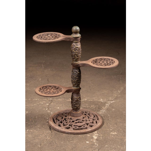 Cast Iron Adjustable Three Tier Plant Stand For Sale - Image 4 of 8