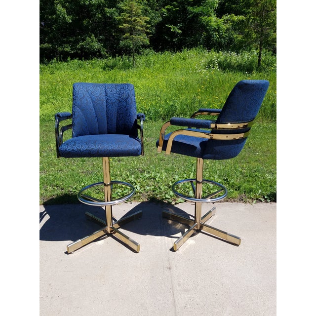 For these bar stools, it's all about the amazing, curved double brass frames! See the details section for info on the...