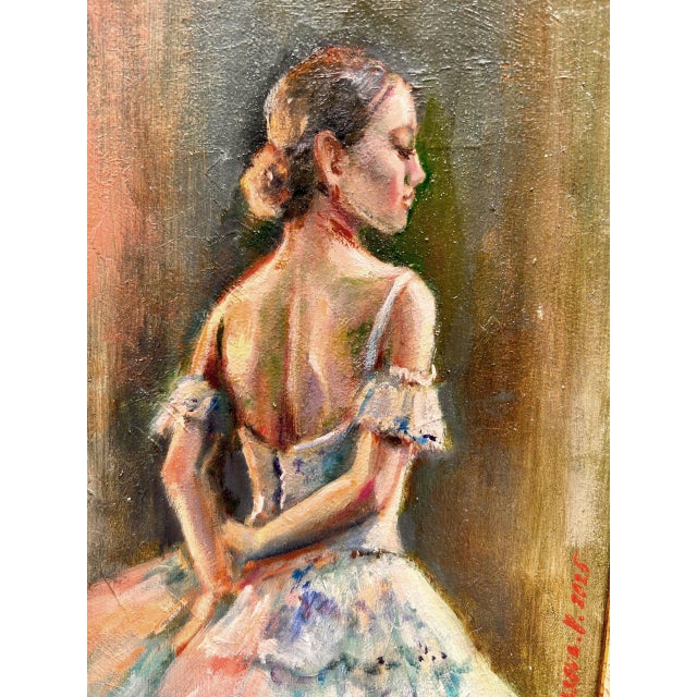 Blue Ballerina Original Painting Oil Girl Dancer by Valeriya Serova, Framed For Sale - Image 8 of 9