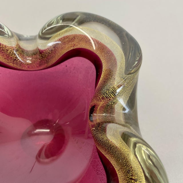 Large Murano Glass Pink Gold Bowl Element Shell Ashtray, Italy, 1970s For Sale - Image 9 of 18
