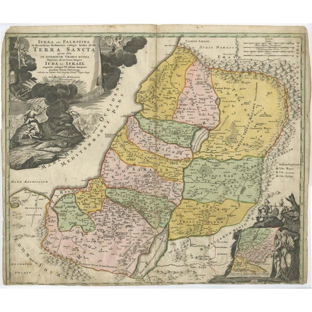 Holy Land Map of Judaea Palestina from Homann, 1710s For Sale - Image 9 of 9